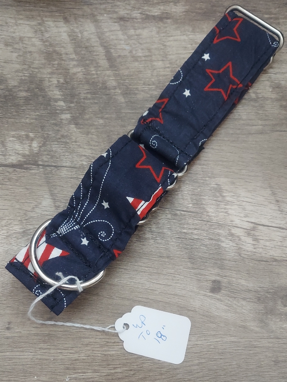 Custom Martingale Dog Collar Fourth of July Patriotic Stars Navy Whippet 1.5"